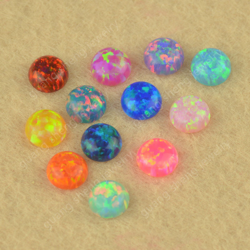 Manufacturer Supplies 96 Colors of Multi-Colored Round 5mm Flat-Bottom Plain Imported Cultured Opal Inlay Stones for DIY Loose Stones