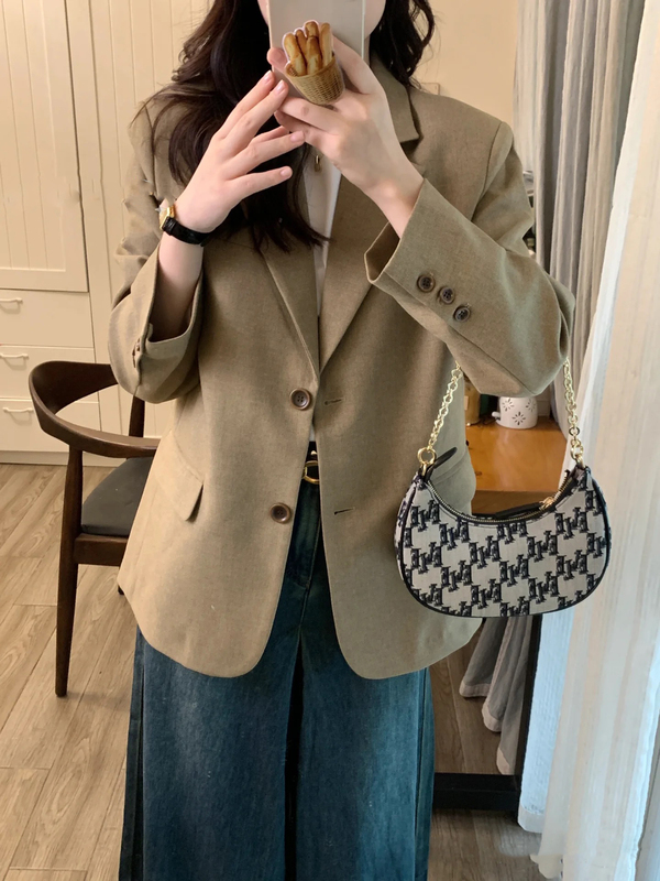 西装外套女2025新款韩版春秋小个子宽松休闲感西服上衣百搭时尚新|undefined
