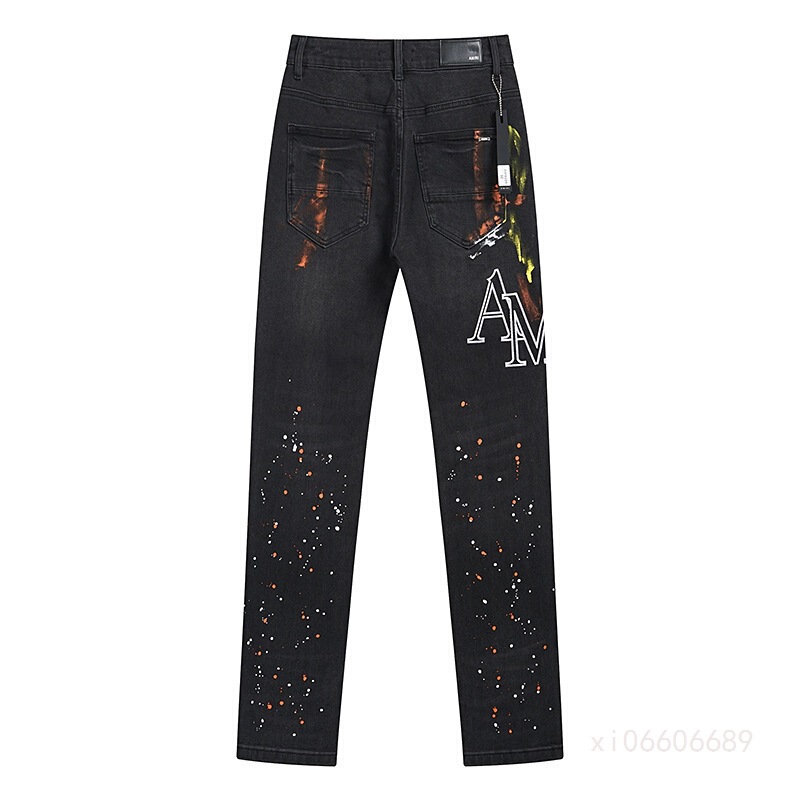 Amiri High Street Ripped Slim Fit Skinny Stretch Jeans Summer Splash Ink Ami Loose Straight Denim Pants