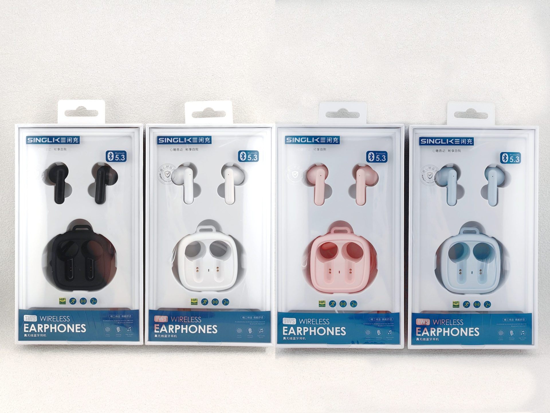 Auriculares Bluetooth, nuevos teléfonos inteligentes colgantes, auriculares Bluetooth, adecuados para teléfonos Android al por mayor