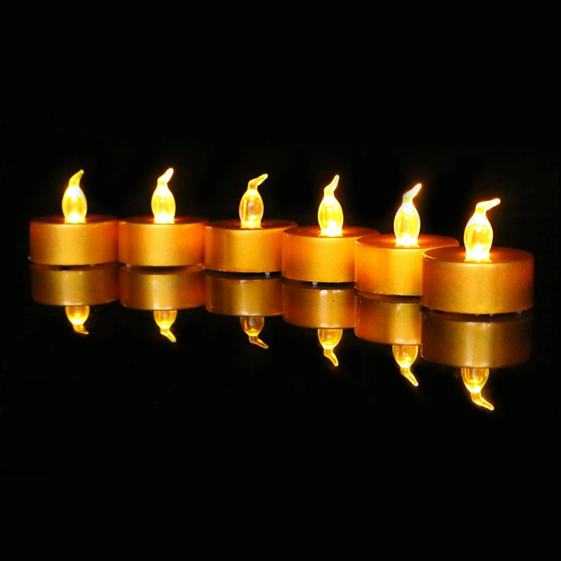 Рождественские светодиодные свечи световые светильники Окрашенная покрытая золотом оболочка желтая вспышка рождественские светодиодные свечи светильники рождественские украшения свечи светильники