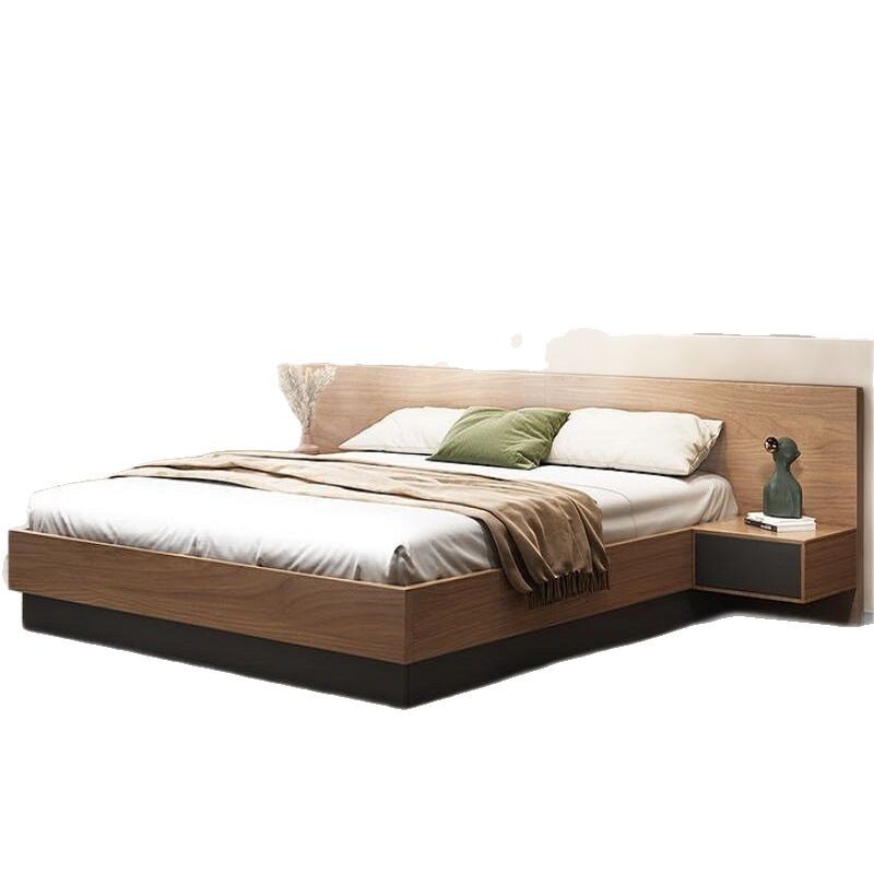 Dormitorio principal de estilo japonés moderno y sencillo cama doble nórdico con tabla de tatami 1,5 m cama de caja alta hotel