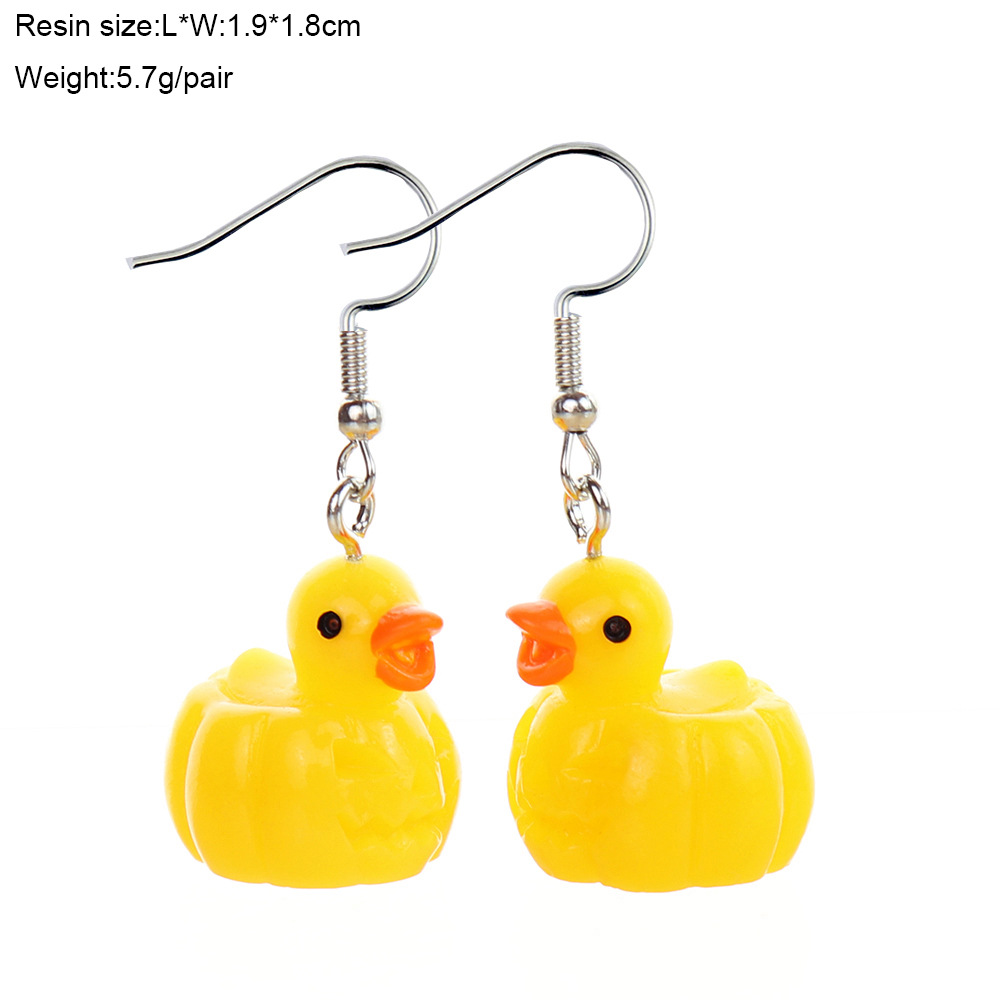 12g Weight Iron Ear Needle Material Drop Earrings, Earrings, Ear hook Classification 1 Pair Quantity Daily, Street Occasion Resin Material Halloween Festival Cartoon, Duck Pattern All Seasons Season Women's Gender Cute Style 1 Pair Cute Cartoon Duck Resin Women's Drop Earrings Earrings Ear Hook 6