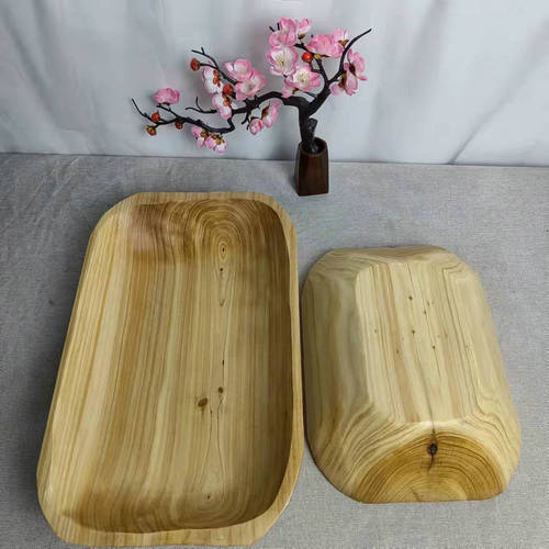 Home living room decoration snack plate Chinese style wedding table dessert plate pastoral style wooden square large fruit plate