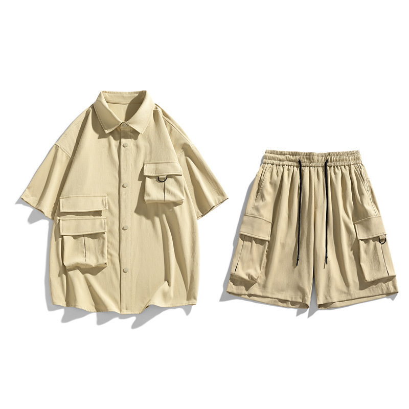 Chantalones casuales de tendencia nacional para hombres de verano de manga corta marca de tendencia universal pantalones cortos deportivos de dos piezas conjunto de pareja al por mayor