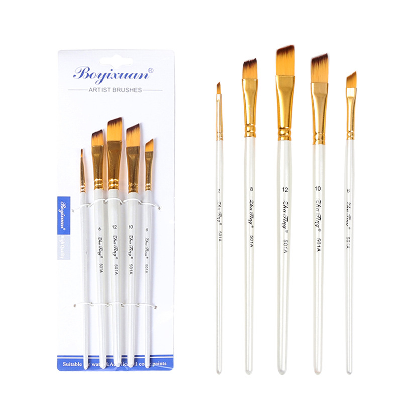 Boyi Xuan perla de madera blanca de cinco piezas traje arte acuarela pintura al óleo pintura infantil cepillo de nylon