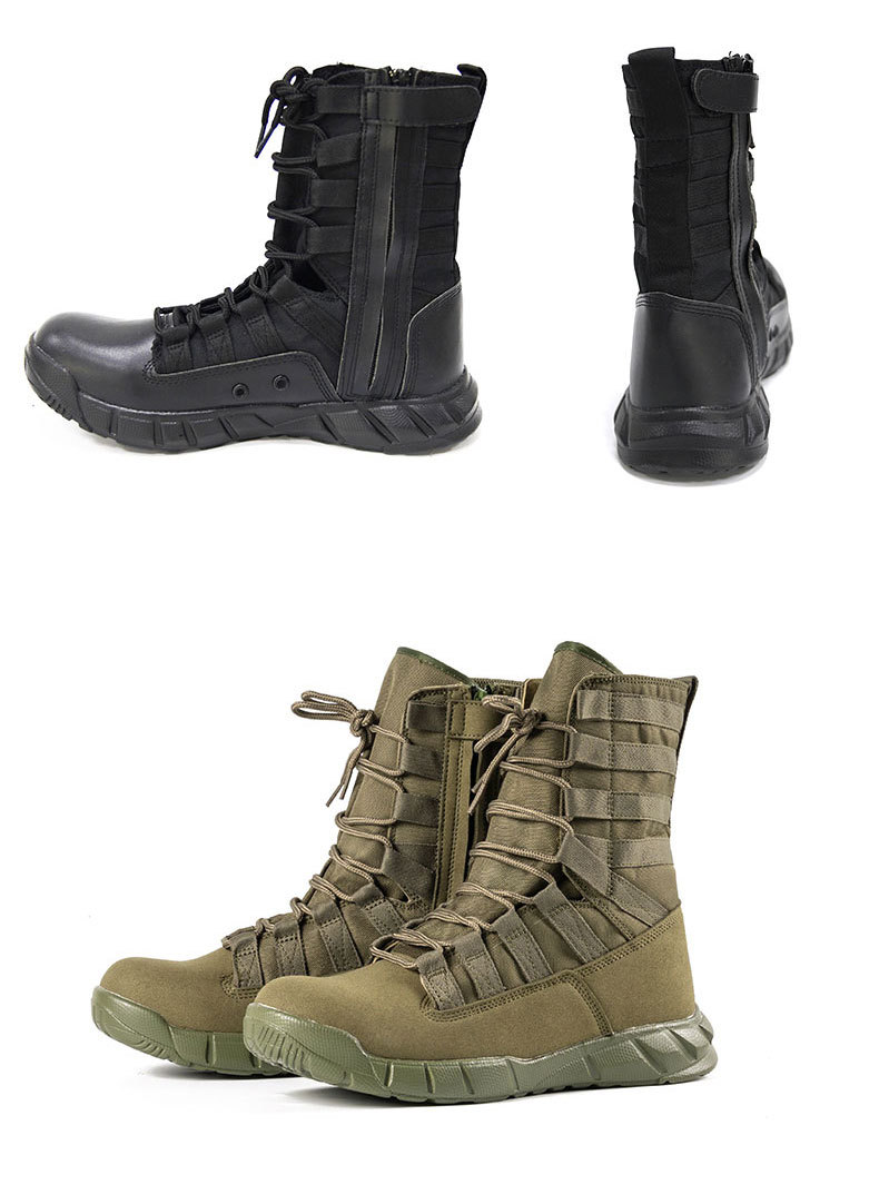 New high-top combat boots Green desert boots Brown boots Light combat boots Training boots_voghion.com