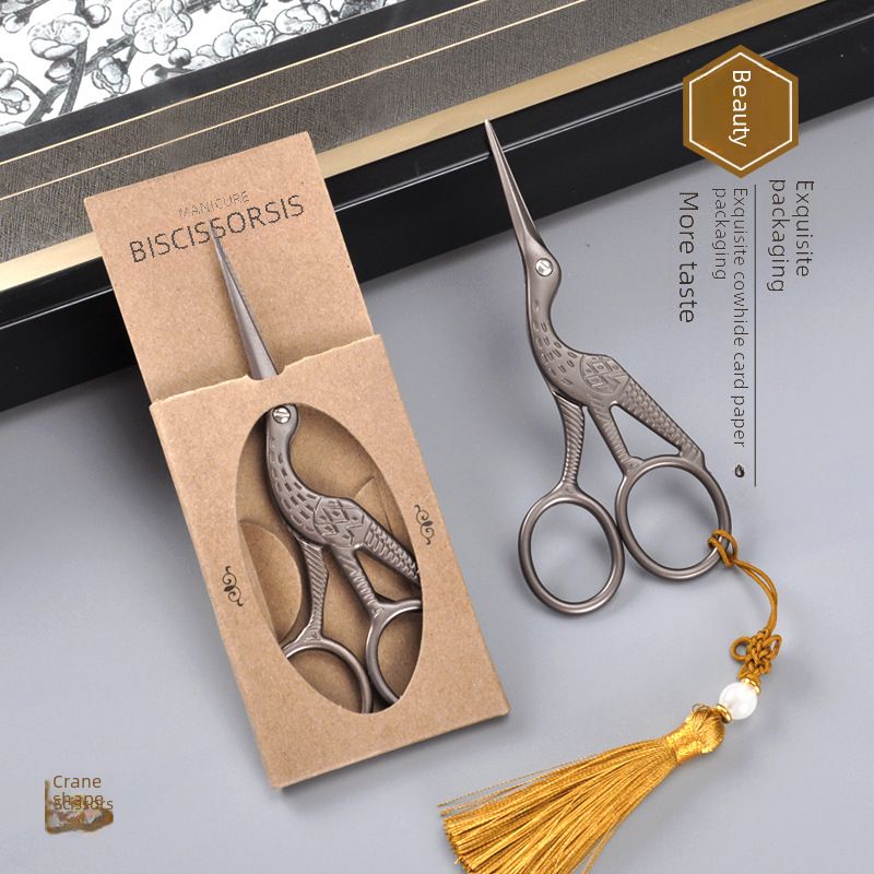 Feibao Stainless Steel Large Bird's Beak Crane Tea Ceremony Retro Creative Cross-stitch Tea Craft Beauty Scissors