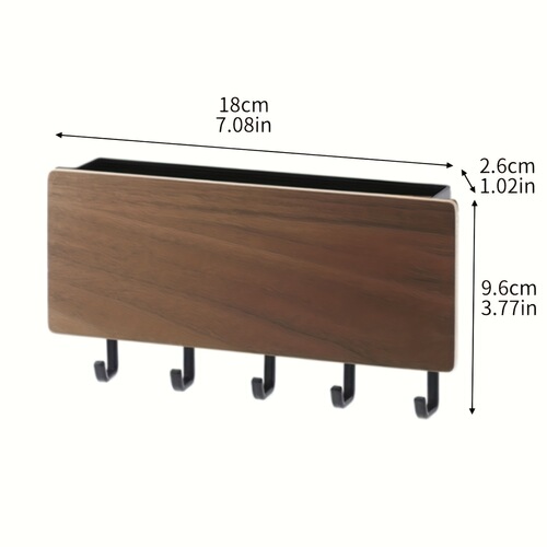 Japanese-style wall-mounted key rack, entryway multi-functional miscellaneous storage rack, drill-free hook key holder