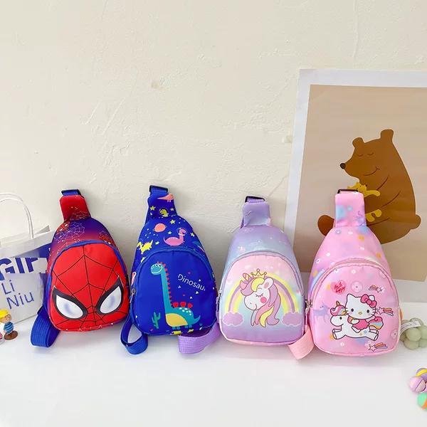 New children's bag cartoon spider dinosaur boy's shoulder bag boys and girls baby travel change messenger bag children's chest bag