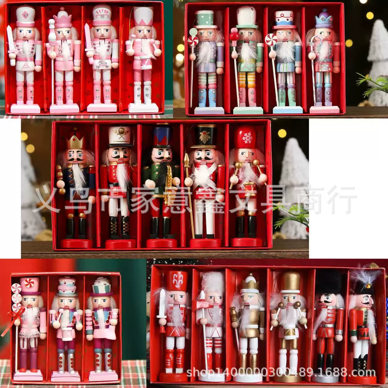 现货木质13cm胡桃夹子圣诞礼品挂件彩绘胡桃人士兵木偶跨境热销