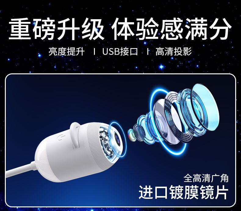 Cross-Border New USB Starry Sky Projection Lamp Car Interior Home Bedroom Night Light Romantic Galaxy Atmosphere Light