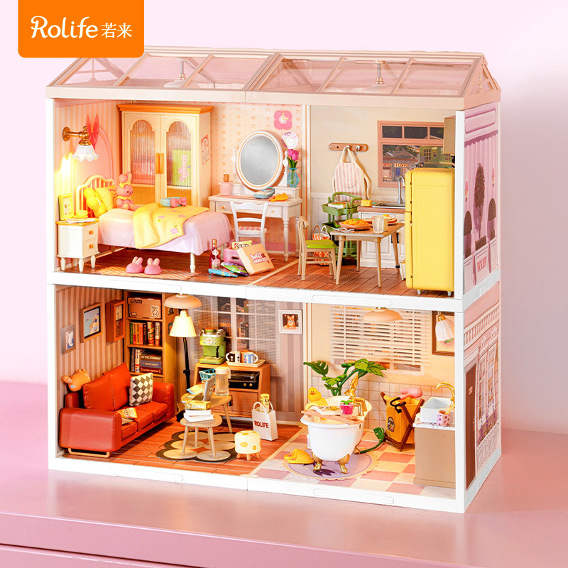 Rollife Ruo Lai Super World Bloques de construcción ensamblados modelo de juguete 3d rompecabezas estéreo bricolaje casa regalo para niños