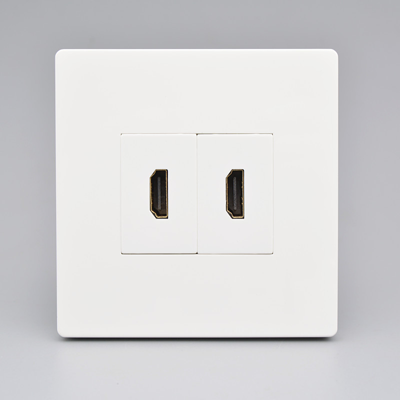 大板双口hdmi插座面板86型二位4K高清线直插HDMI视频数字电视插座