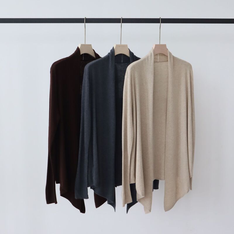 Cashmere Wool Blend Early Autumn New Style High-End Buttonless Knitwear Cardigan Autum Outer Shawl Top