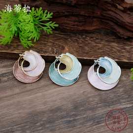 跨境热销珐琅彩镂空几何海浪磁吸胸针女士简约高级感多功能胸扣