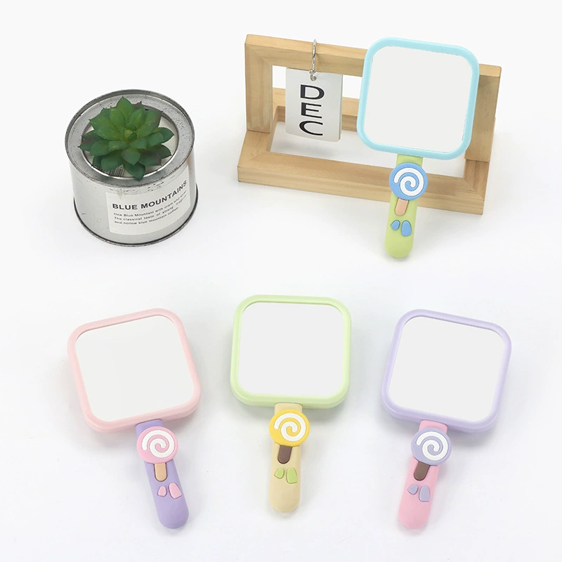 Cartoon handle, handheld cute acrylic mirror