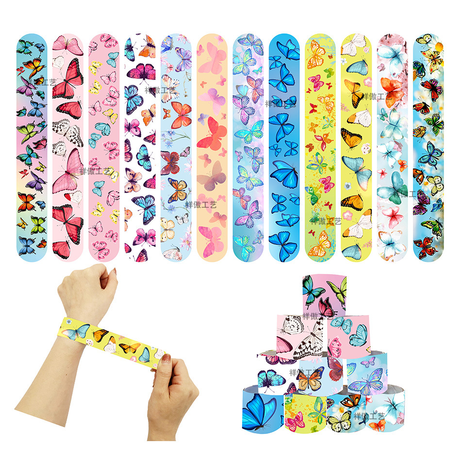Butterfly snap ring Fruit dessert roller skates snap circle Tie dye…