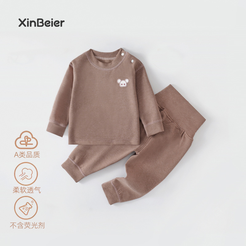 2025 nuevo conjunto de ropa interior cálida para niños chaqueta de otoño pantalones de otoño para hombres y mujeres camisetas de camisa de terciopelo de doble cara pijamas ropa para el hogar