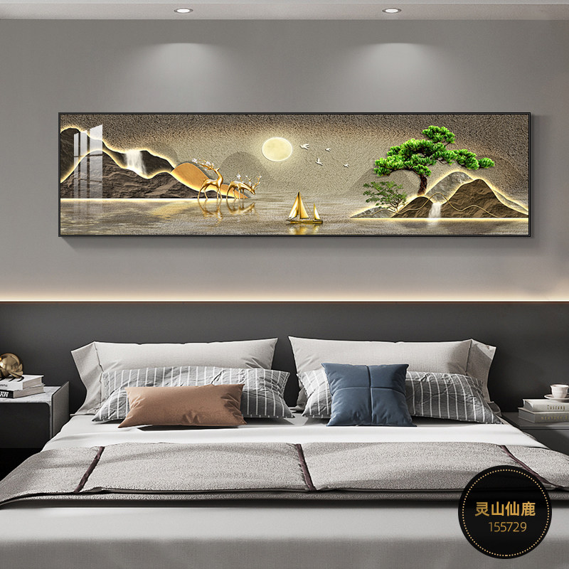 Decoración del dormitorio cuelga la cabeza de la cama pintura cálida Fu Lu sala de estar dormitorio principal pintura de pared de fondo mural de habitación moderna simple image 12