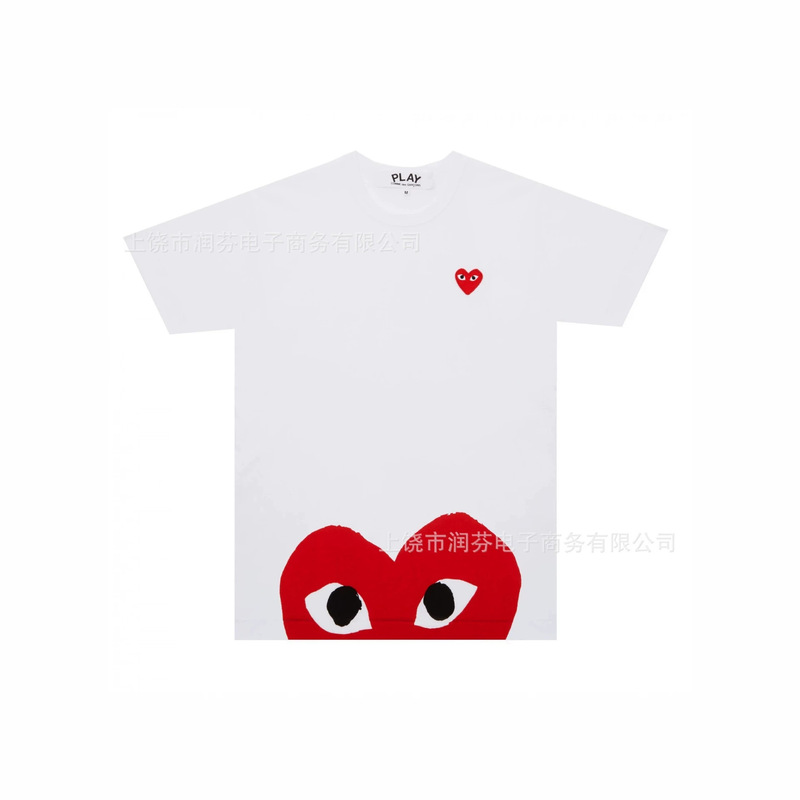 Popular Trendy Brand Red Heart Eye Design Short-Sleeve T-Shirt, Simple and High-End, Loose Fit, Flattering, Suitable for All Body Types, Spring and Summer Wear