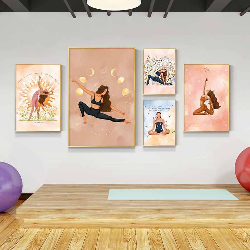 Yoga Studio Decorative Paintings, Gym Pilates Studio Promotional Posters, Dance Classroom Background Wall Hangings Yoga Studio Decorative Paintings, Gym Pilates Studio Promotional Posters, Dance Classroom Background Wall Hangings