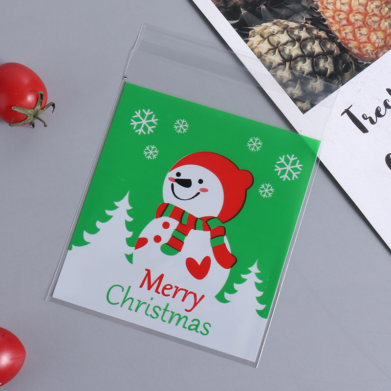 クリスマス雪だるまギフト自己粘着袋キャンディー菓子食品ビニール袋100個/自封ビスケット包装袋|undefined