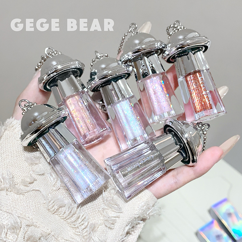 Gege bear small platillo volador brillante sombra de ojos líquido brillante brillante brillante brillante líquido de alto brillo Lentejuelas de baja saturación cosméticos