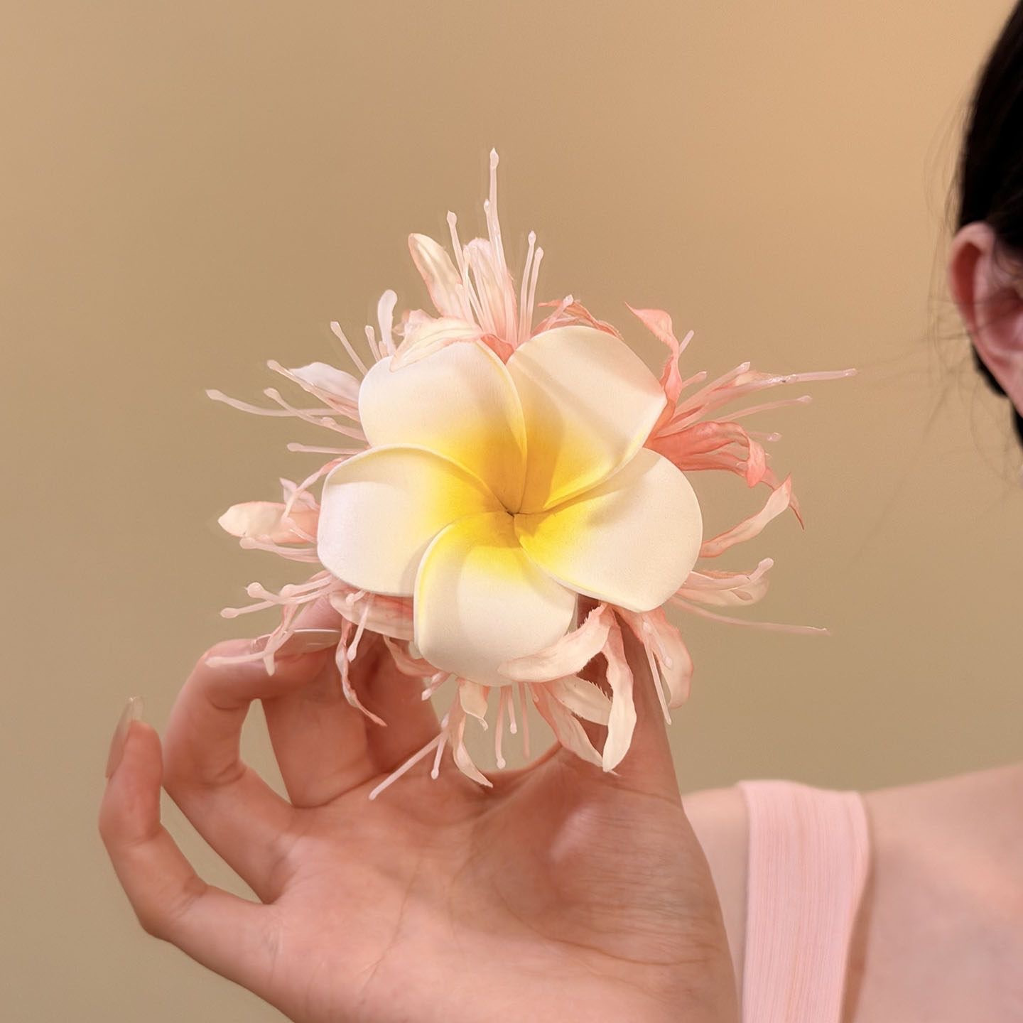 30# sweet pink plumeria hairpin