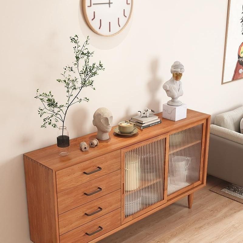 Solid Wood Sideboard Simple Living Room Tea Cabinet Home Kitchen Restaurant Wall Storage Cabinet Storage Cabinet Integrated