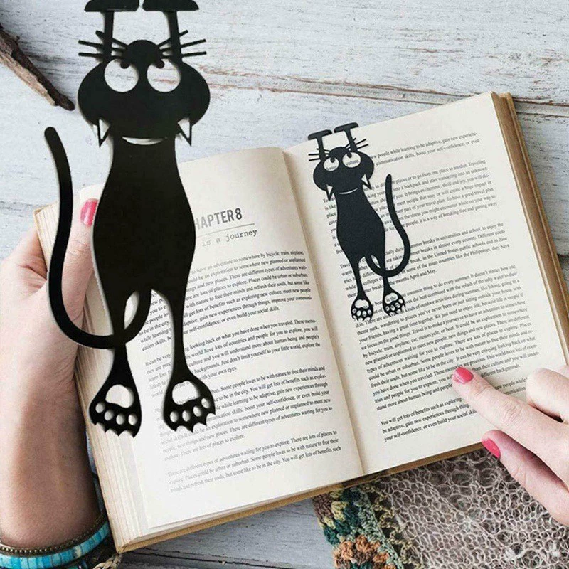 Creative Hollow Plastic Bookmark Hollow Bookmark Bookmark Black Hanging Bookmark 3D Cat Plastic