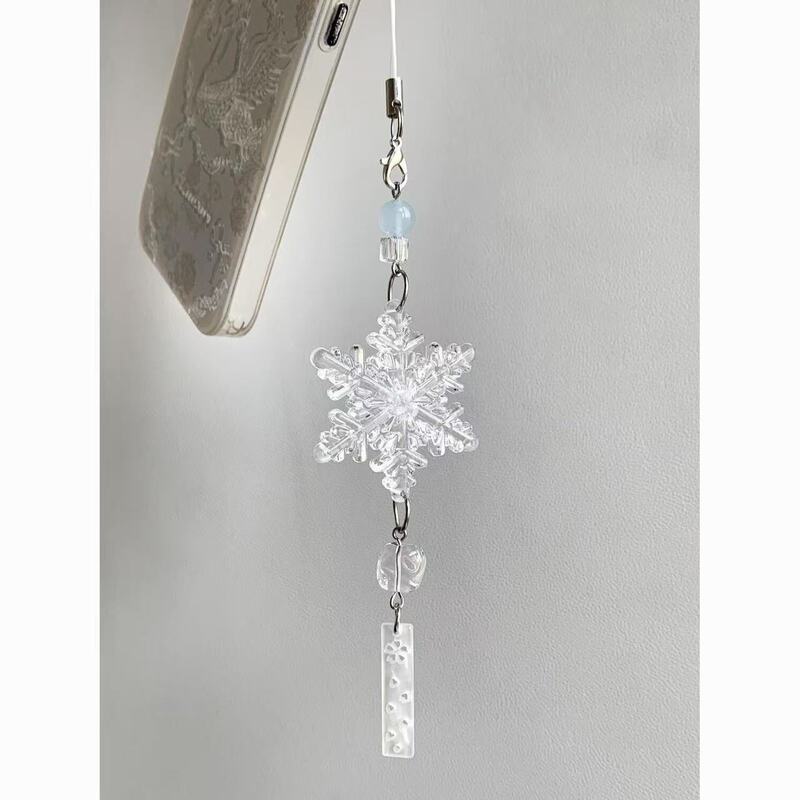 [Blue Ice Big Snowflake] Ccd Lanyard Handmade Beaded DIY Girly Heart Ins Phone Chain Cute Pendant Accessory