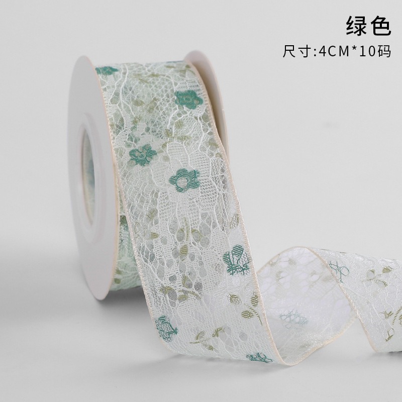 Cinta floral al por mayor 4cm borde dorado colorido ramo arco onda hilo llano cinta flor material de embalaje