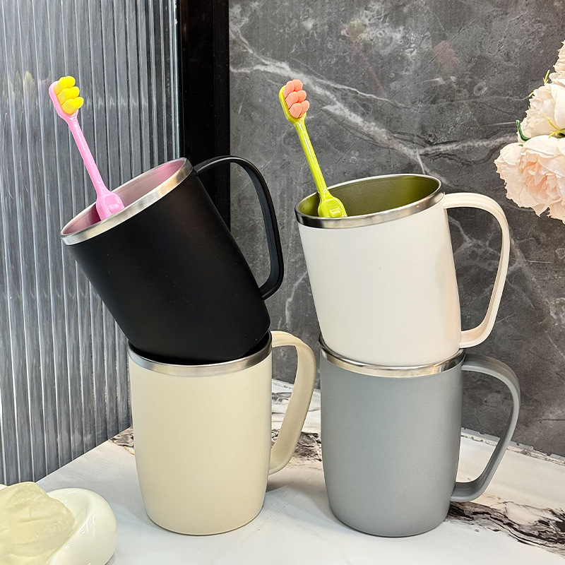 Luxury Stainless Steel Toothbrush Holder And Mouthwash Cup Set_voghion.com