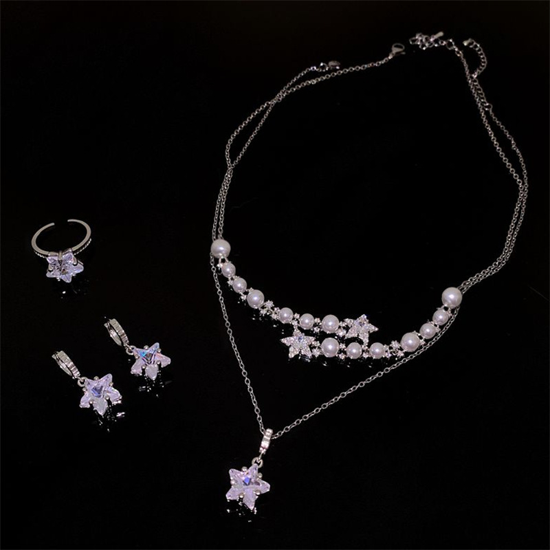 Fashion Star Copper Plating Zircon Pendant Necklace