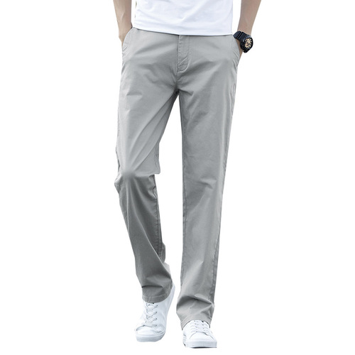 Men's Spring and Autumn Pure Cotton Casual Straight Leg Pants with Warm Fleece Lining Winter Business Loose Fit Large Size Pants