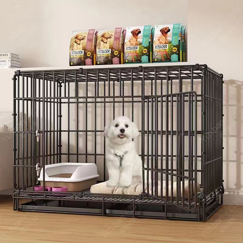 狗笼子小型犬中型犬泰迪博美家用室内带厕所折叠加密特价宠物狗笼