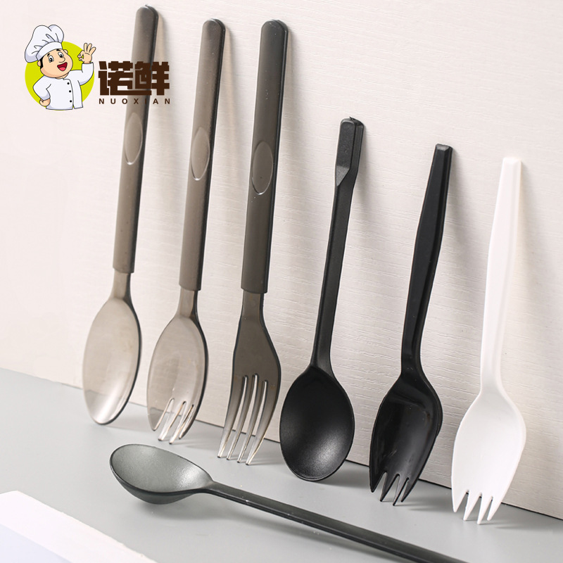 Ancient Tea Complete Spoon Plastic Spoon American Knife and Fork Spoon Fork Spoon Frosted Disposable Spoon Translucent Restaurant Commercial