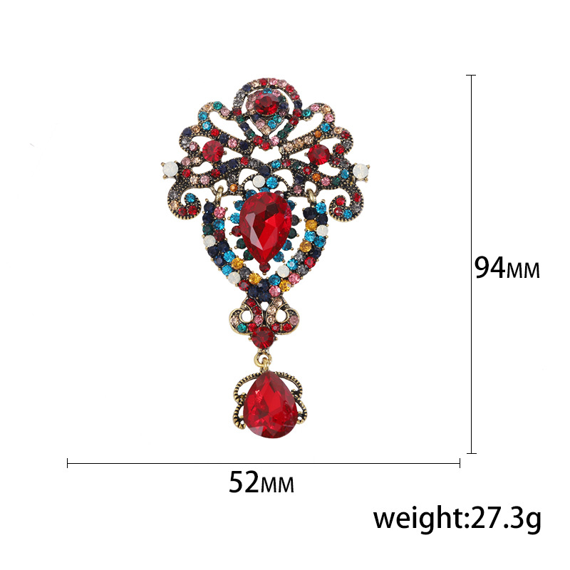 Broche de pingente com strass retrô criativo para comércio exterior transfronteiriço europeu e americano, corsage feminino de alta qualidade._voghion.com