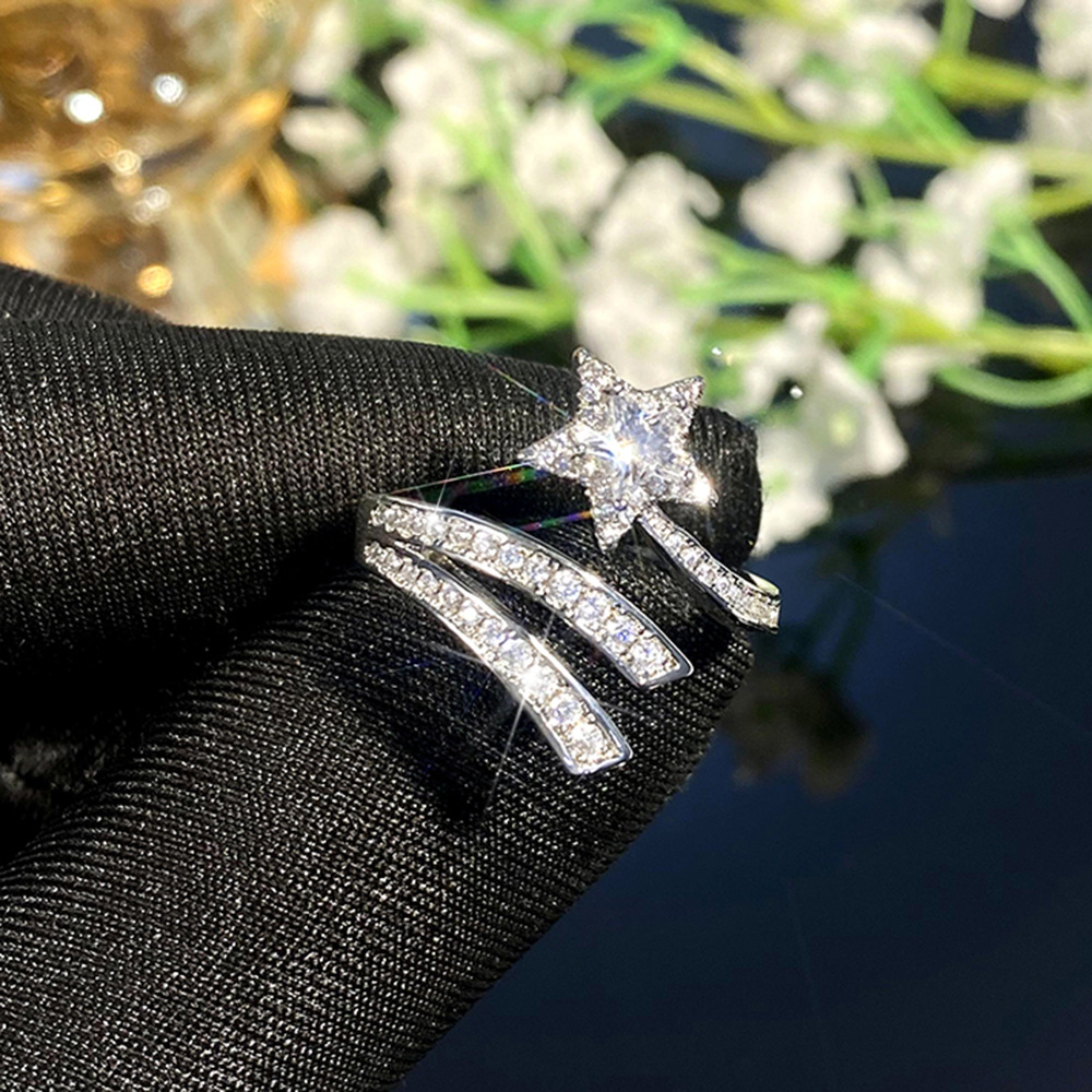7g Weight Zircon Inlay Material Rings, Earrings Classification Jewelry + Earrings Quantity Holiday, Daily Occasion Copper Material Geometric, Star Pattern All Seasons Season Women's Gender Elegant, Modern Style Style Wholesale Jewelry Elegant Modern Style Geometric Star Copper Zircon Rings Earrings 5