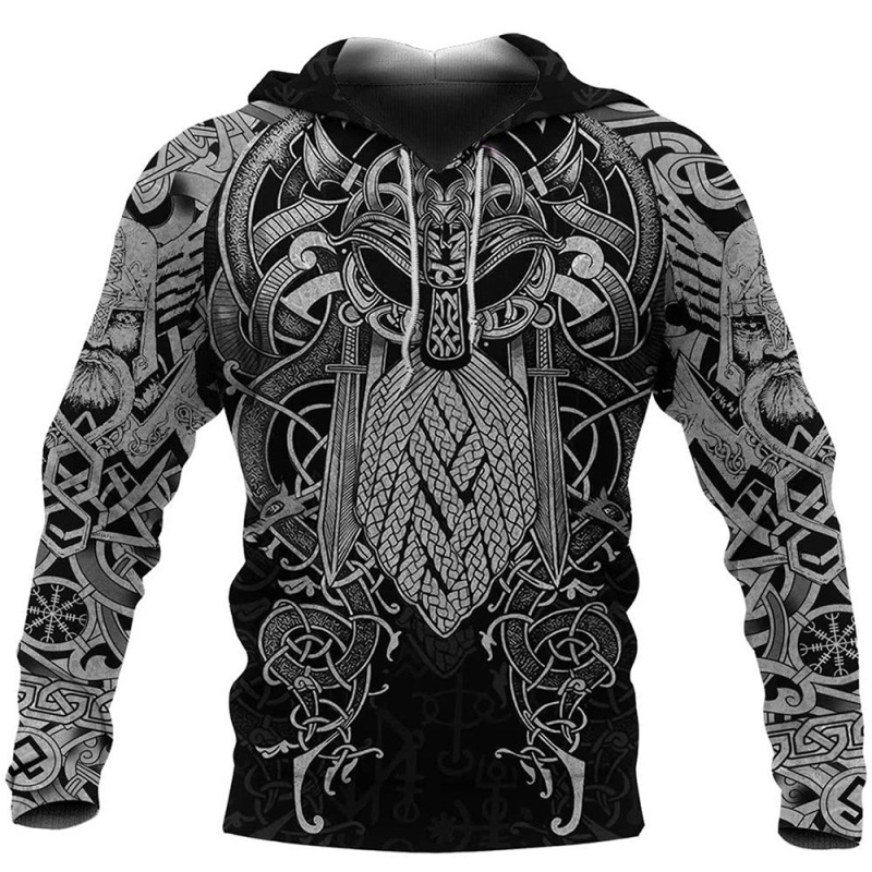 Cross-border Explosions 3D Printed Viking Mythology Series Jacket Men's Viking Sweatshirt Viking Hoodie