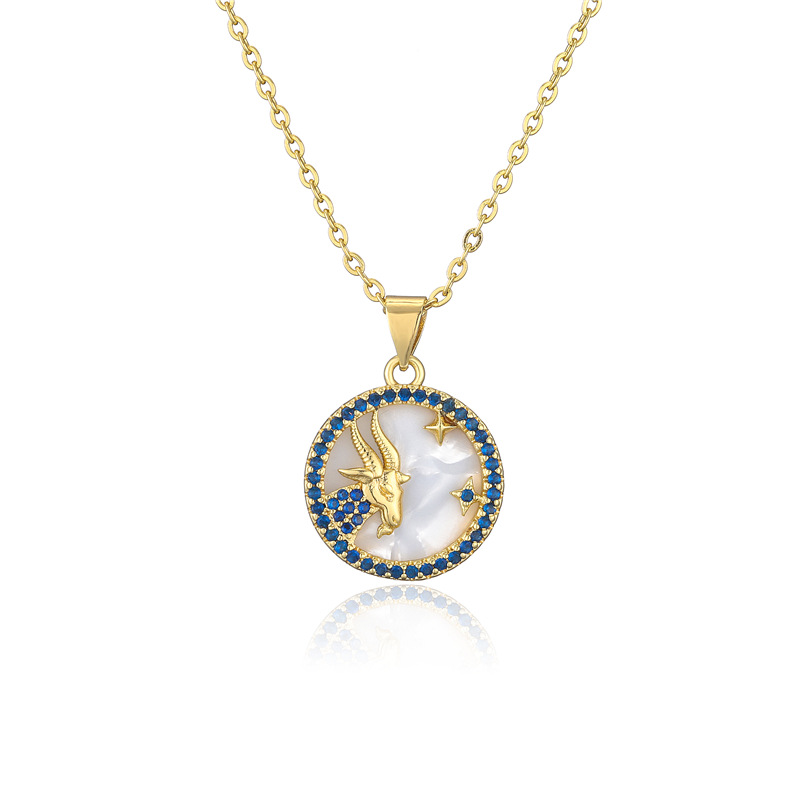 wholesale jewelry gold electroplated copper 12 constellation necklace Nihaojewelry