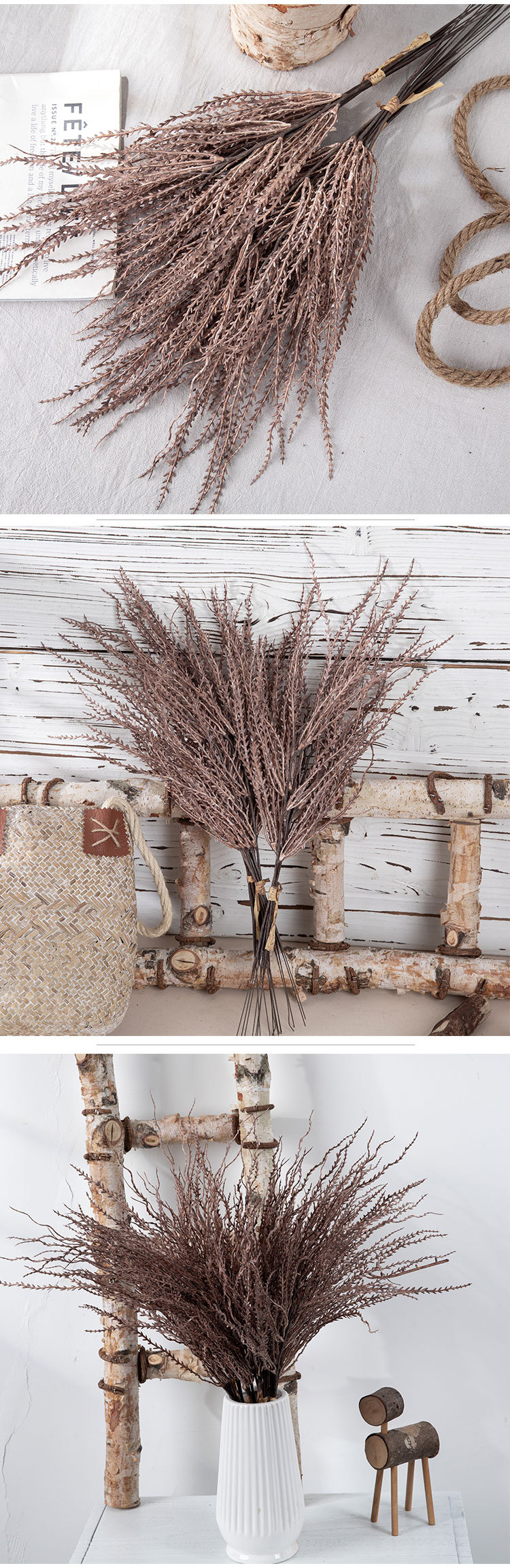 Artificial flower three-pronged small leaf clover accessories artificial flower home decoration wedding bouquet rose flower wall _voghion.com