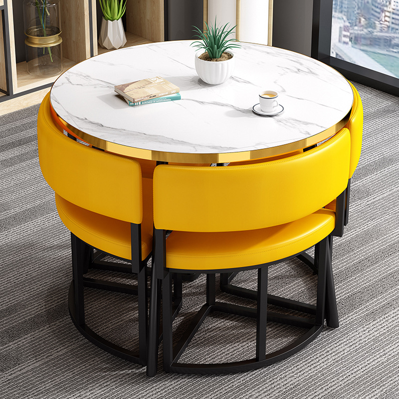 Nordic Reception Negotiation Table and Chair Combination Milk Tea Shop Office Balcony Simple Modern Casual Small Round Table Dining Table