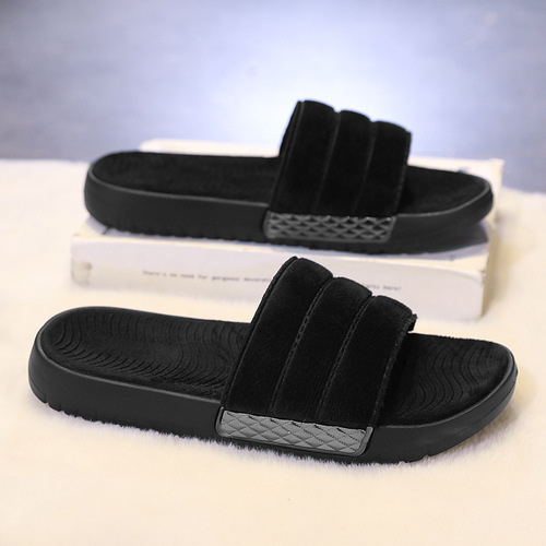 Casual retro men's fluffy slippers, new style, fashionable plush cotton slippers, all-match couples 'comfortable home slippers