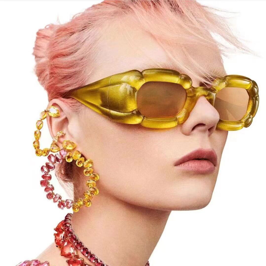 65g Weight Hip-Hop Punk Streetwear Geometric Ac UV400 Protection Special-Shaped Mirror Full Frame Women's Sunglasses