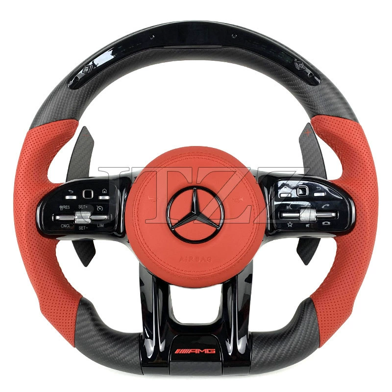 Подходит для Mercedes‑Benz AMG W205 W204, старые и новые, с LED и меховой отделкой, карбоновый руль
