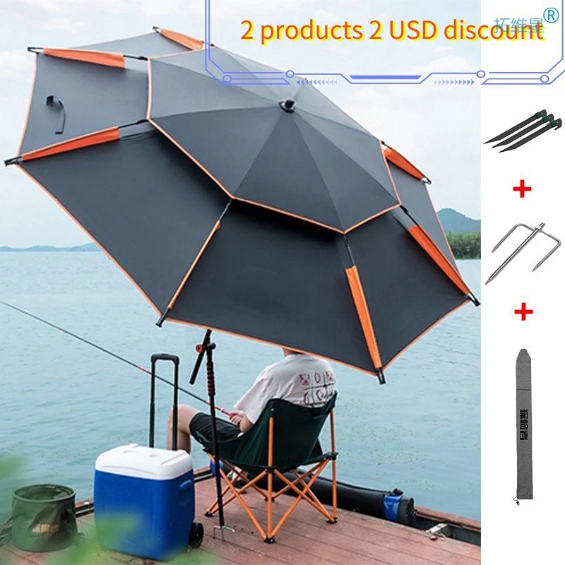 (2) OUTDOOR BEACH CAMPING FISHING UMBRELLA SUN PROTECTION