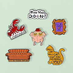 TV show accessories brooch Friends cartoon badge Sofa/Lobster/Kitten shaped personalized brooch accessory