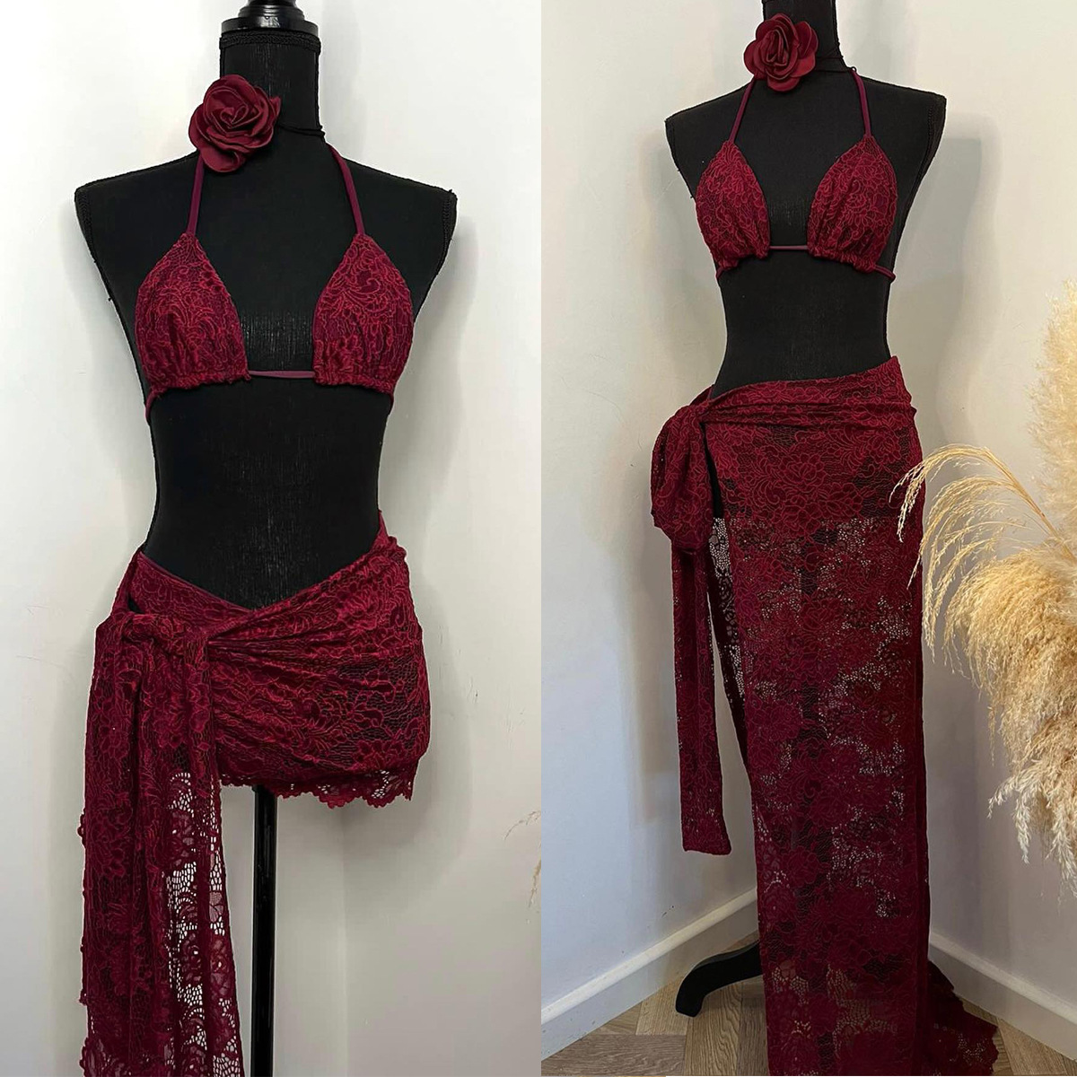red lace swimwear